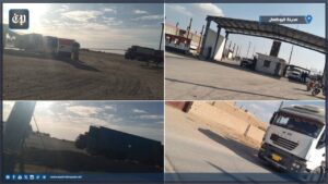 Photographed by Euphrates Post dispatchers: Al-Bukamal-Al-Qaim crossing and monitoring the entry of some trucks Photographed by Furat Post dispatchers: Al-Bukamal-Al-Qaim crossing and monitoring the entry of some trucks